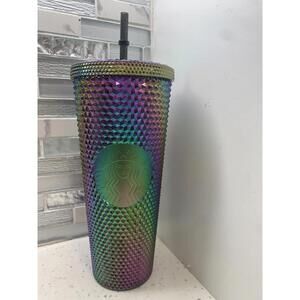 Starbucks Fall 2023 Oil Slick Rainbow 24oz Tumbler Cold Brew Studded Cup NEW